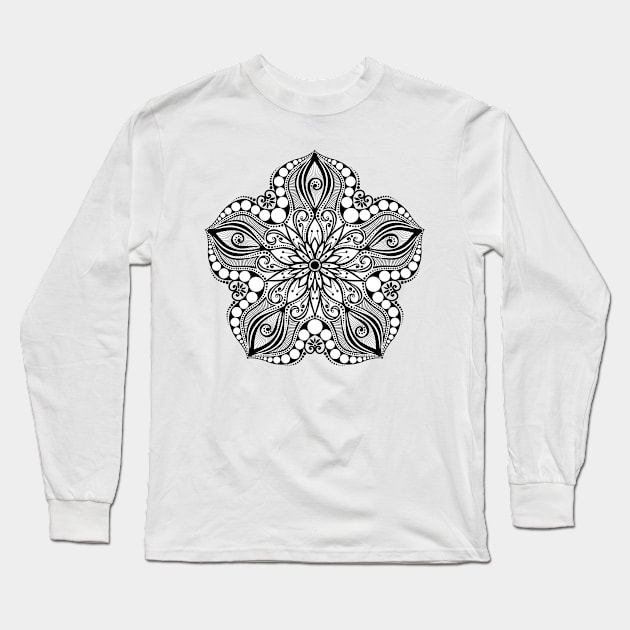 Black and White Print of Exotic Star Fish Long Sleeve T-Shirt by lissantee